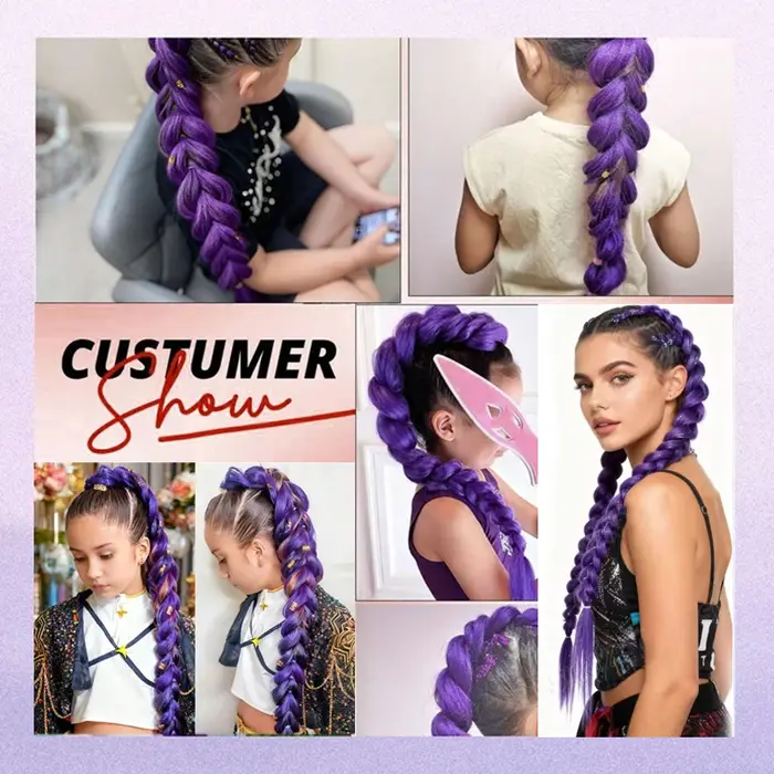 LUPU – perruque tressée synthétique violette de 32 pouces