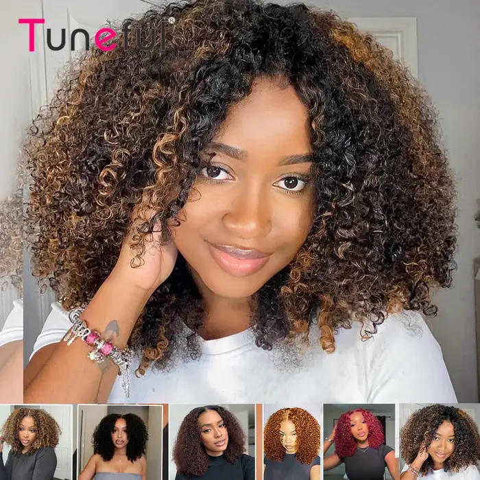 10A 6x5 sans colle dentelle perruques de cheveux humains prêt à porter et aller court bouclés Ombre