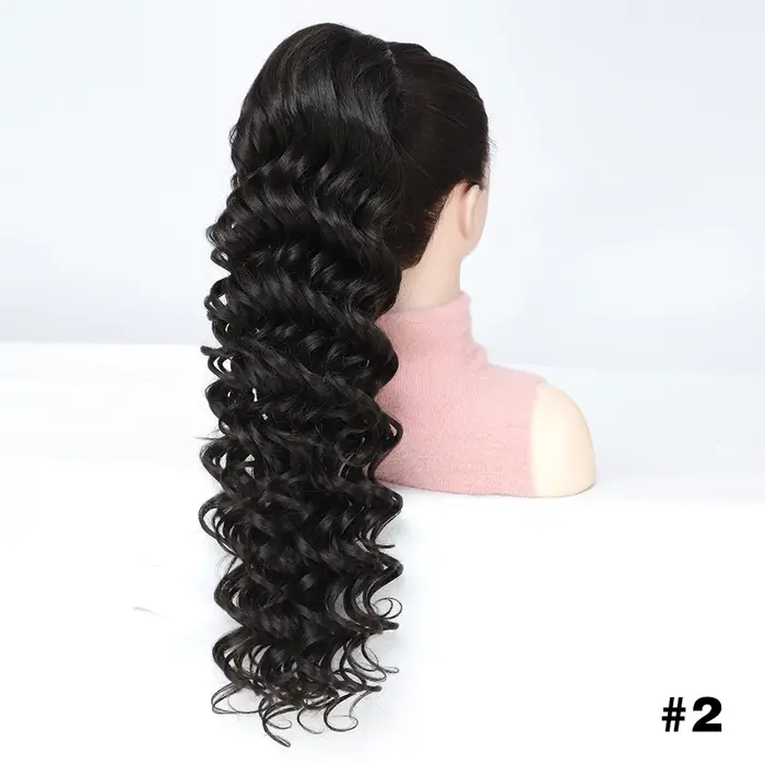 Extension de queue de cheval ondulée bouclée synthétique longue 28 pouces Extensions de cheveux