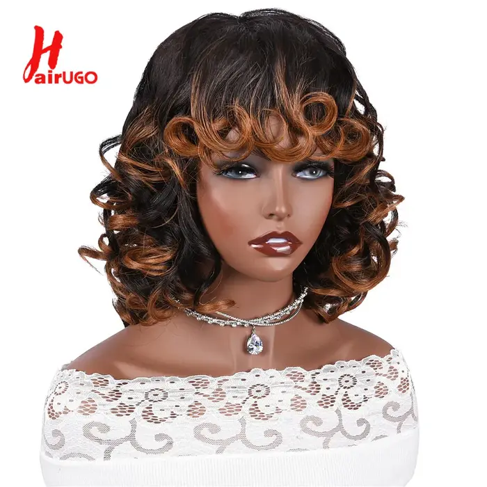 HairUGo-Perruques de cheveux humains bouclés sans colle pour femmes
