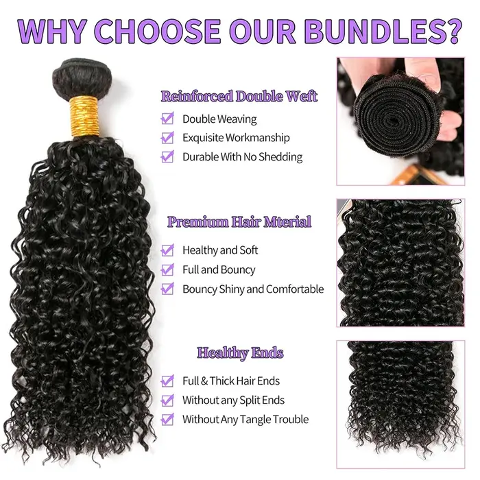 Cheveux Afro courts crépus bouclés 3 paquets traiter