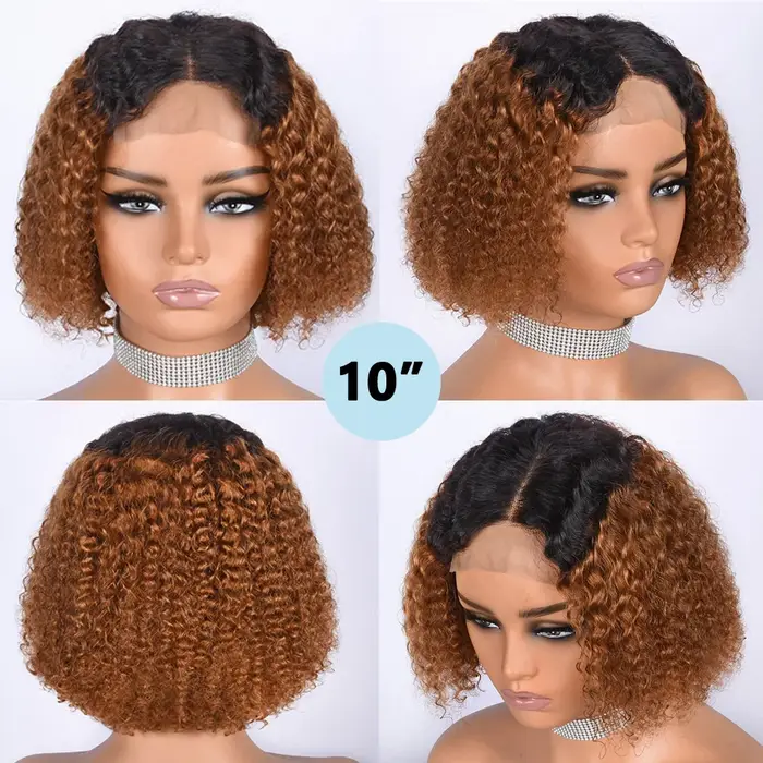 HairUGo-Perruque BOB à fermeture en dentelle pour femme