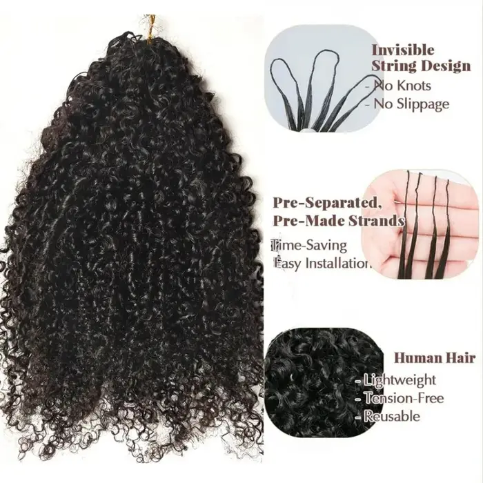 Cheveux humains bouclés crépus pré-bouclés pour tresses au crochet, pour femmes, cheveux bouclés bir