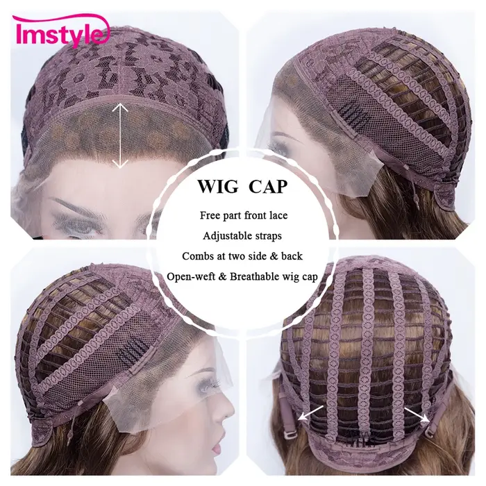 Imstyle – perruque Lace Front Wig synthétique marron pour femmes