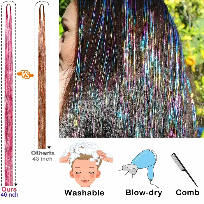 Extensions de cheveux en tinsel (46 pouces