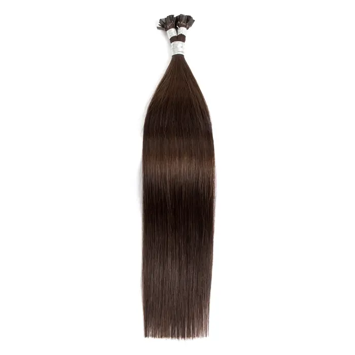 Extensions de cheveux à pointe plate droite, cheveux humains Remy de haute qualité, fusion de kérati