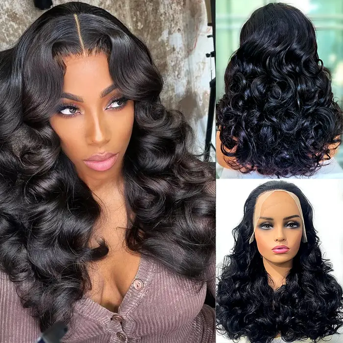 100% cheveux humains noir naturel 250 densité rebondissant bouclés vague de corps lâche Super Double