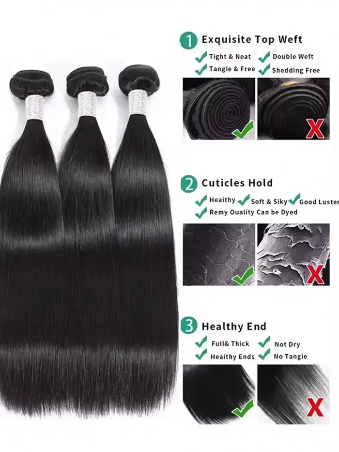 Extensions de Cheveux Humains Naturels Raides Comme des Baguettes, 36-40 Pouces, Cheveux Bruts, Lots