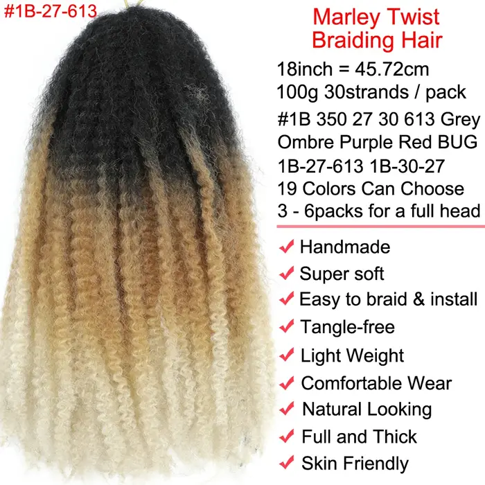 Marley Twists Tresses de cheveux 18 pouces
