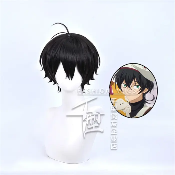MIYA-Perruque de Cosplay Synthétique Courte Noire Alberen Ya, Anime SK8 Extron, 35cm