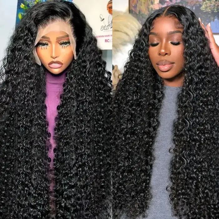 Perruque Brésilienne Naturelle Bouclée, Cheveux Deep Wave, 13x6 HD, 30 36 40 Pouces, Densité 250, po