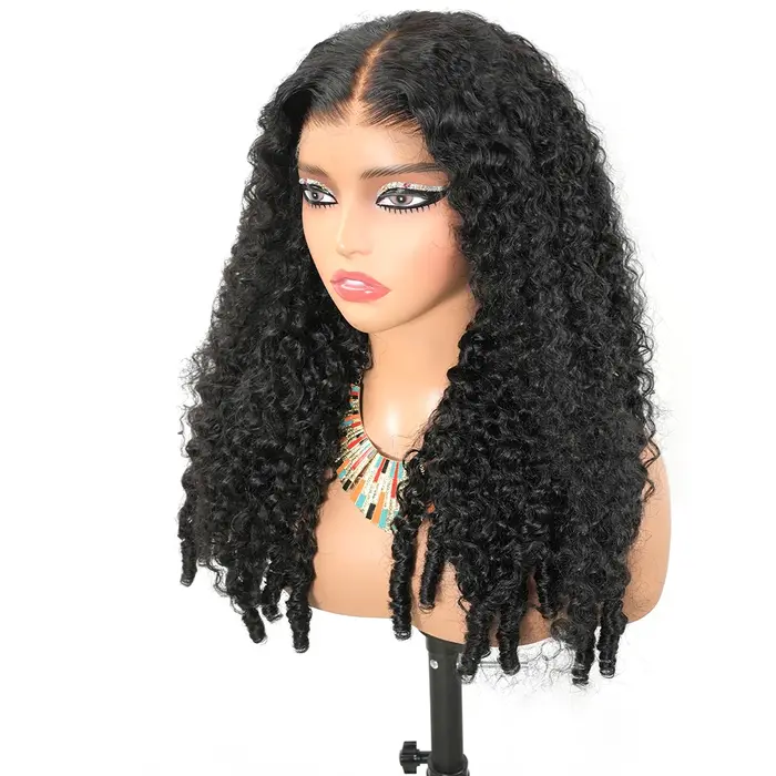 Perruque Lace Frontal Wig naturelle bouclée birmane, 46 pouces, 7x6, 13x6, HD, densité 200, pre-pluc