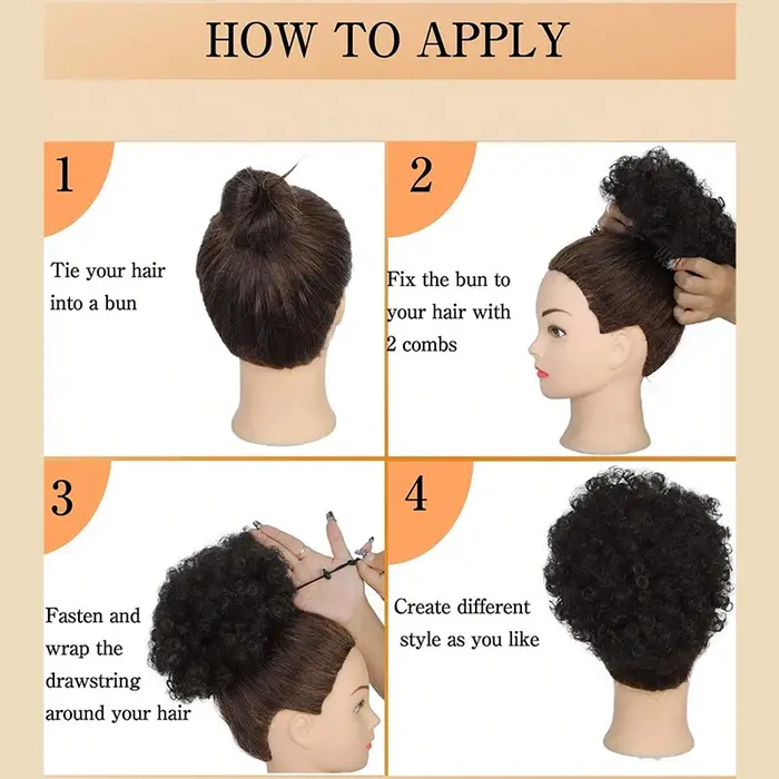 Afro cheveux bouclés Chignons Updo Chignon cordon queue de cheval femmes court crépus