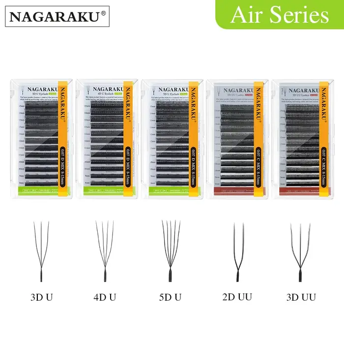 NAGARAKU U forme 2D/3D/4D/5D lumière douce Extensions de cils naturels moelleux vison fausse fourrure parallèle fournitures de maquillage