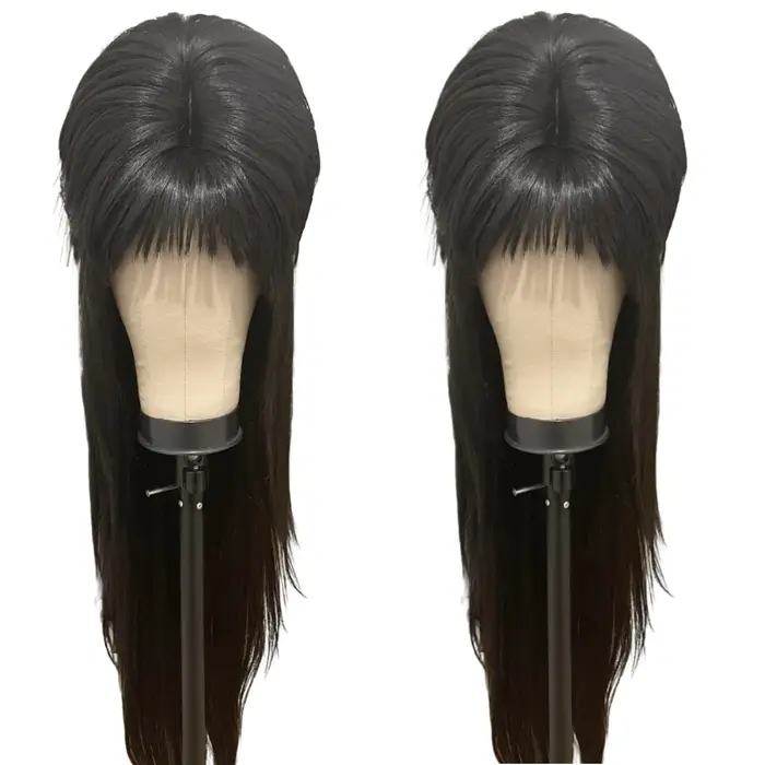 Perruque noire Elvira Mistress de 28 pouces pour accessoire de costume de cosplay