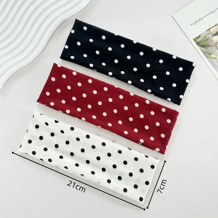 Y2K – bandeau extensible rétro à pois pour femmes et filles