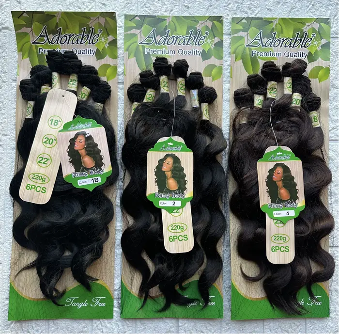 Adorables tissages et mélange de cheveux synthétiques, perruques Remy Body Wave, lots d'extensions d