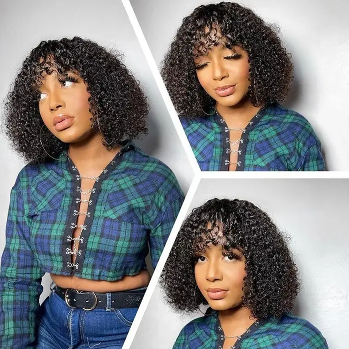 Perruques Cheveux Humains Bouclés pour Femmes