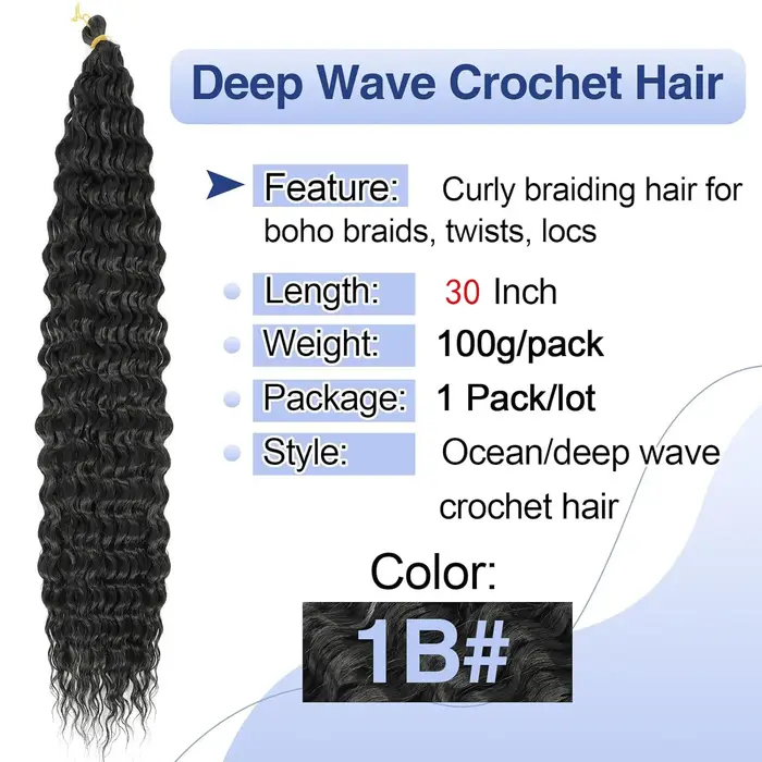 Synthétique océan vague Crochet cheveux 32 pouces