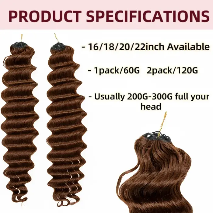 Miracle Knots 12A Deep Wave Crochet Human Hair Pre-Separated # 4 extensions de cheveux tressées au c