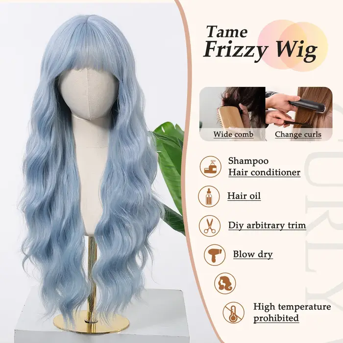Allbell Magique perruque de cheveux bleus avec frange