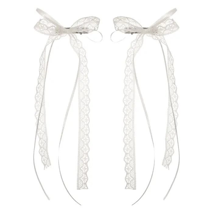 Pinces à cheveux en dentelle douce blanche pour femmes et filles, 2 pièces, épingles à cheveux avec 
