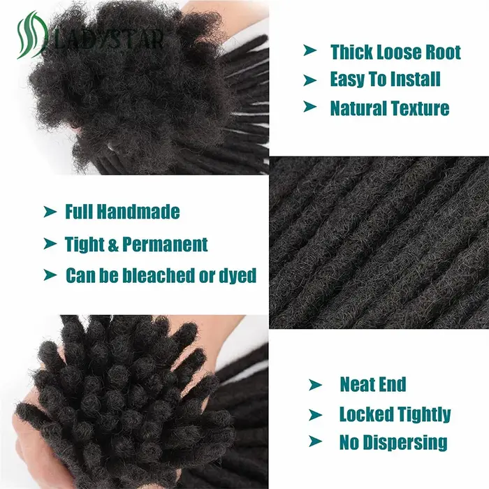 0.4 cm 0.6 cm 0.8 cm largeur Loc Extension cheveux humains 40 brins entièrement faits à la main 100% Extensions