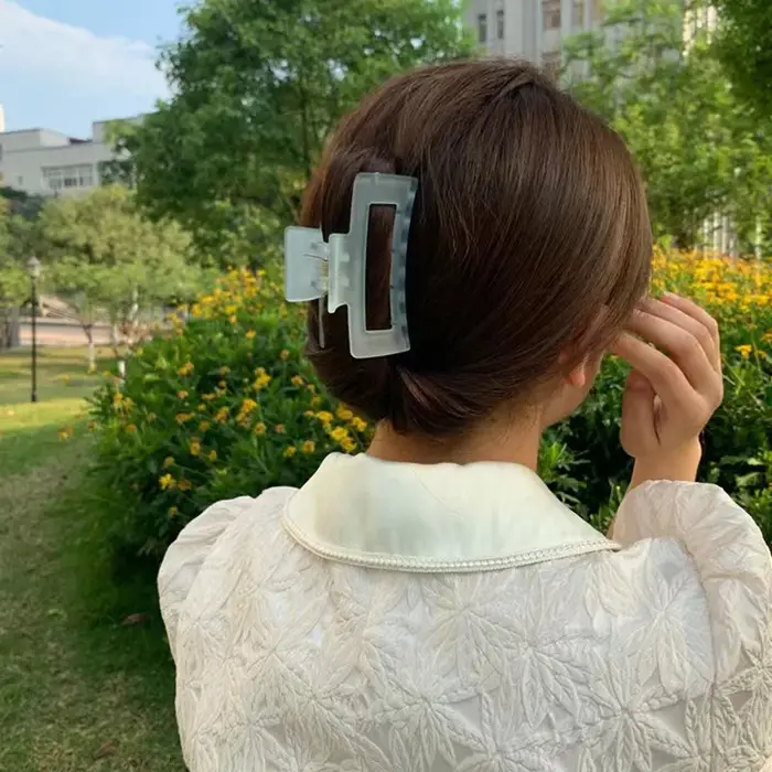 Nouvelles pinces à cheveux rectangulaires transparentes givrées élégantes pour femmes, pinces à chev
