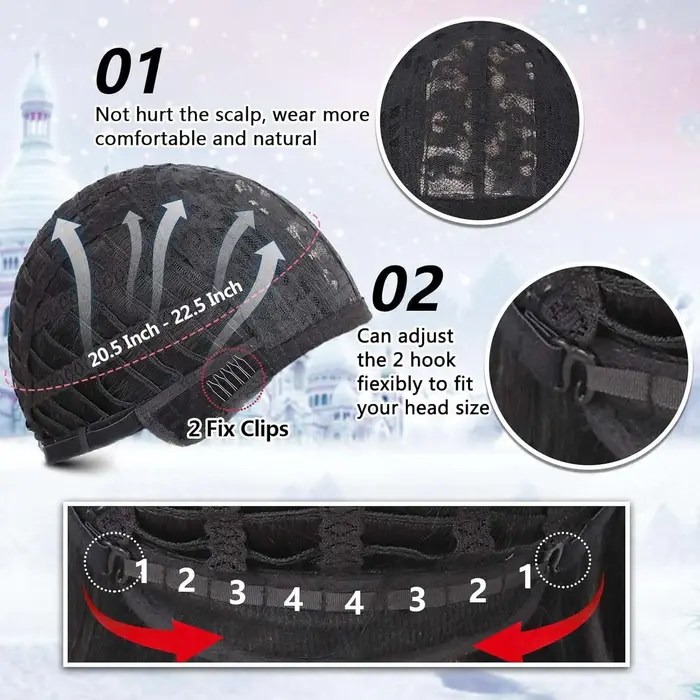 Perruque synthétique courte ondulée noire pour filles