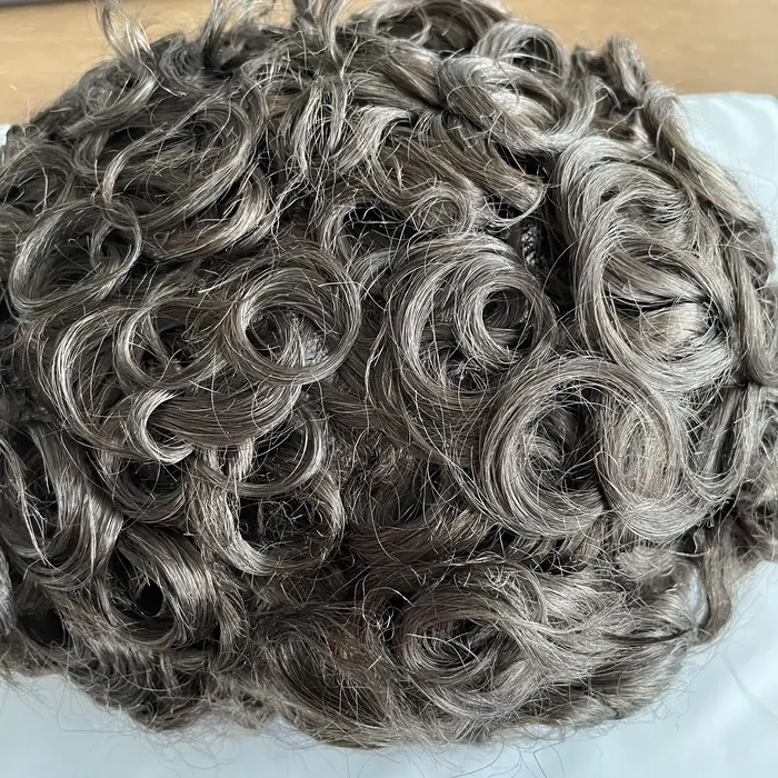Toupet pour hommes, Base entièrement managable, super durable, naissance des cheveux naturelle boucl