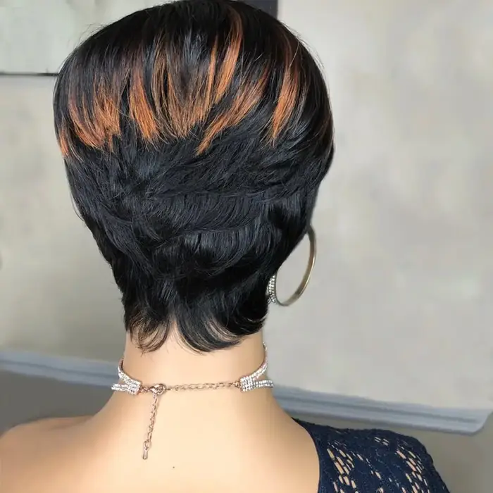 Perruque courte et droite en cheveux humains