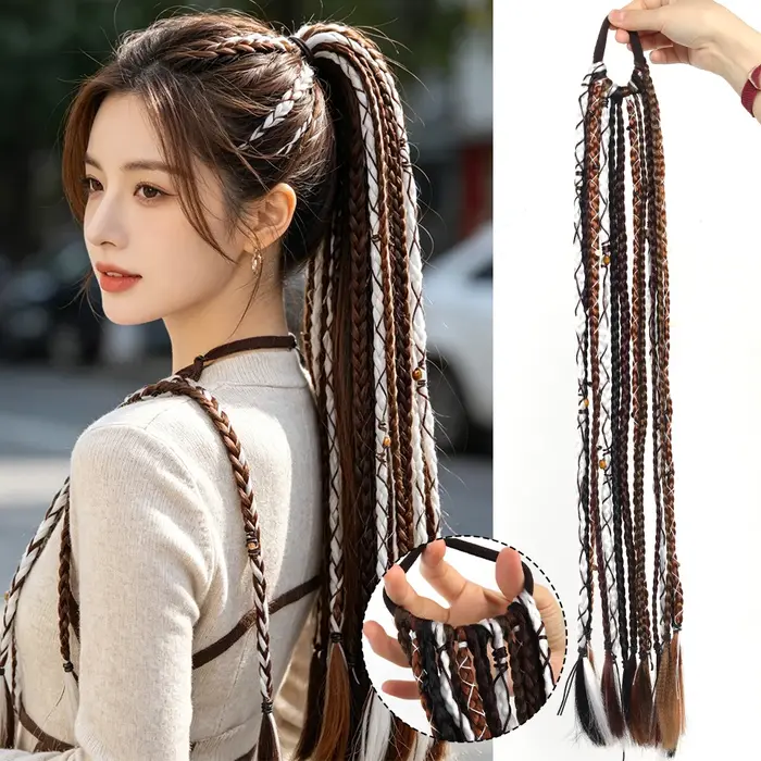 Extensions de cheveux synthétiques tressées à la main