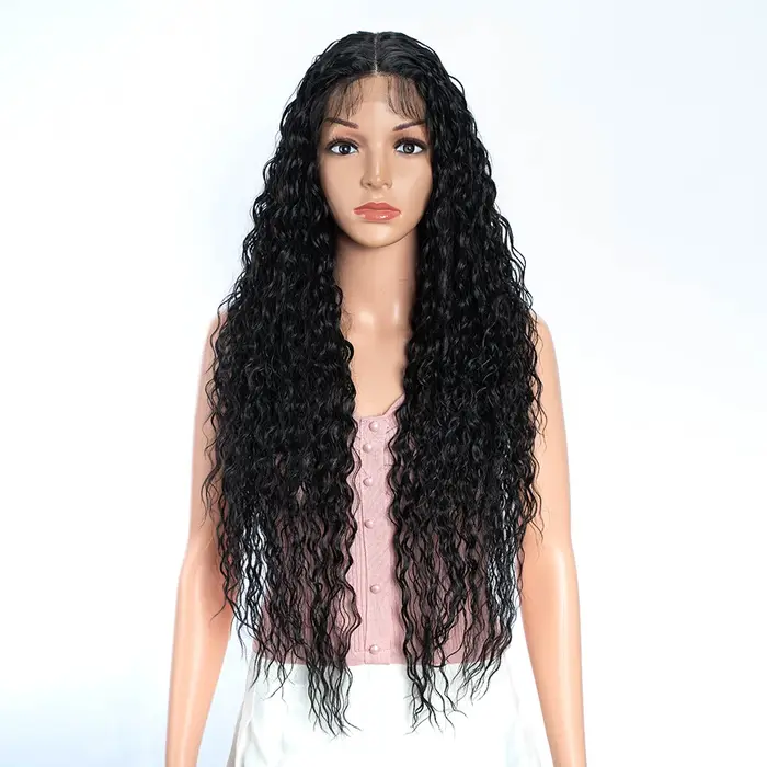Perruque Lace Front Wig synthétique bouclée longue de 30 pouces
