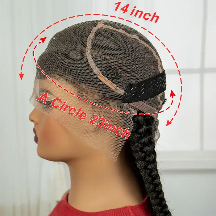 Perruques tressées synthétiques Cornrow avec cheveux de bébé, perruque tressée sans nœuds en dentell