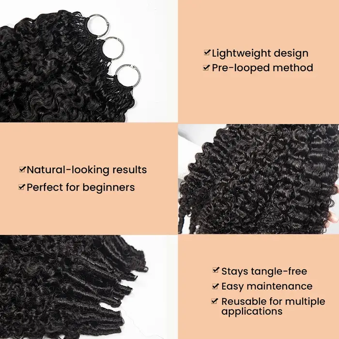 Coily End plume Crochet Extensions de cheveux humains sans noeud Invisible sans couture