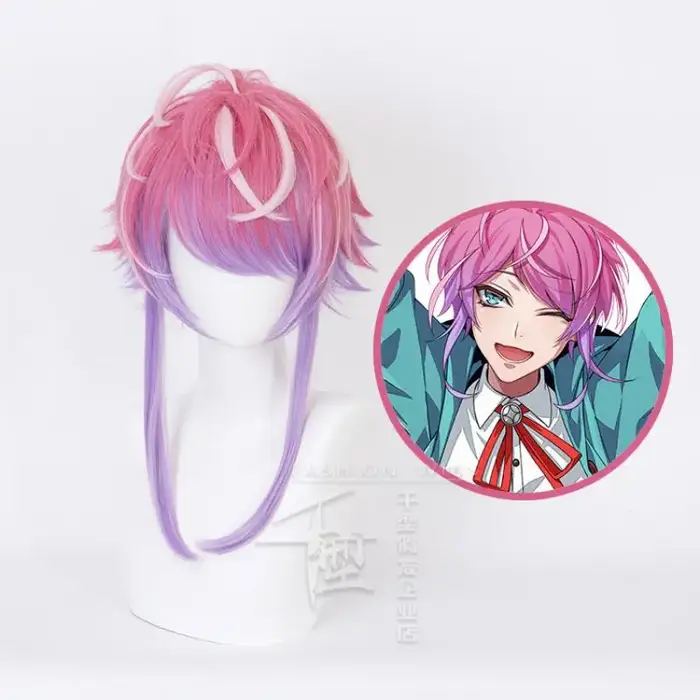 Perruque de Cosplay synthétique rose et violette