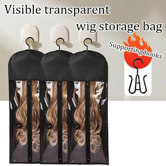 Sac de rangement anti-poussière pour perruques avec cintre inclus