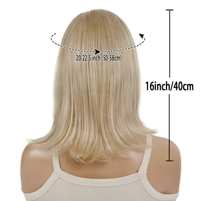 Perruques blondes courtes perruque de cheveux synthétiques avec frange