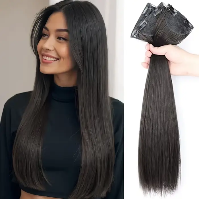 Extension capillaire synthétique longue et lisse de 24 pouces