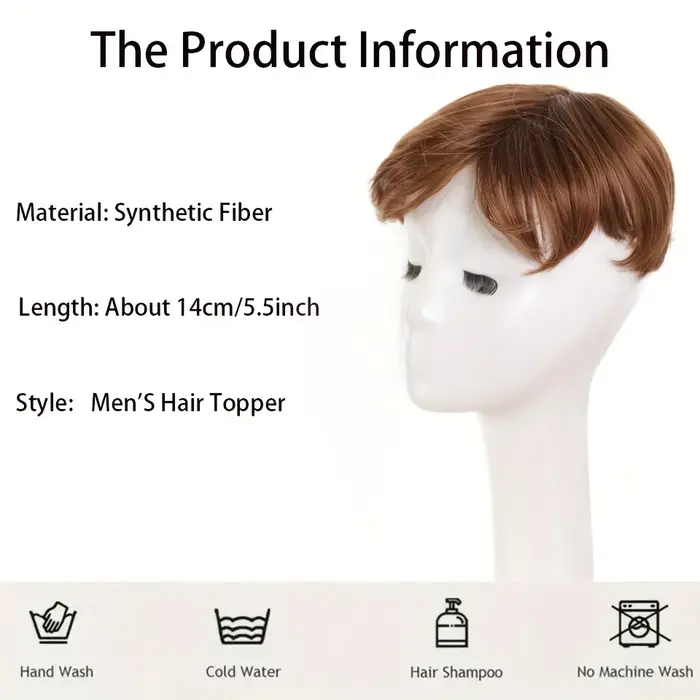 Perruque synthétique courte et droite noire pour homme