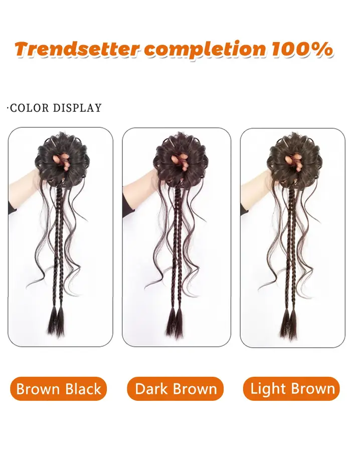 Chignon synthétique Y2K tressé, bandeau élastique bouclé, chouchou, faux cheveux pour femmes, épingl