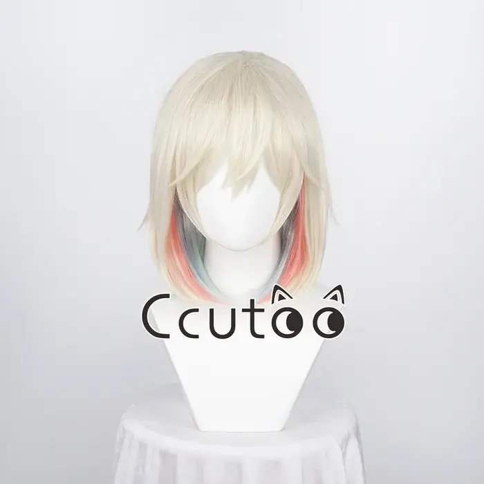 LOL Elementalist Lux Cosplay Perruques pour Femmes, Cheveux Synthétiques, Cheveux Courts Blonds, Doc