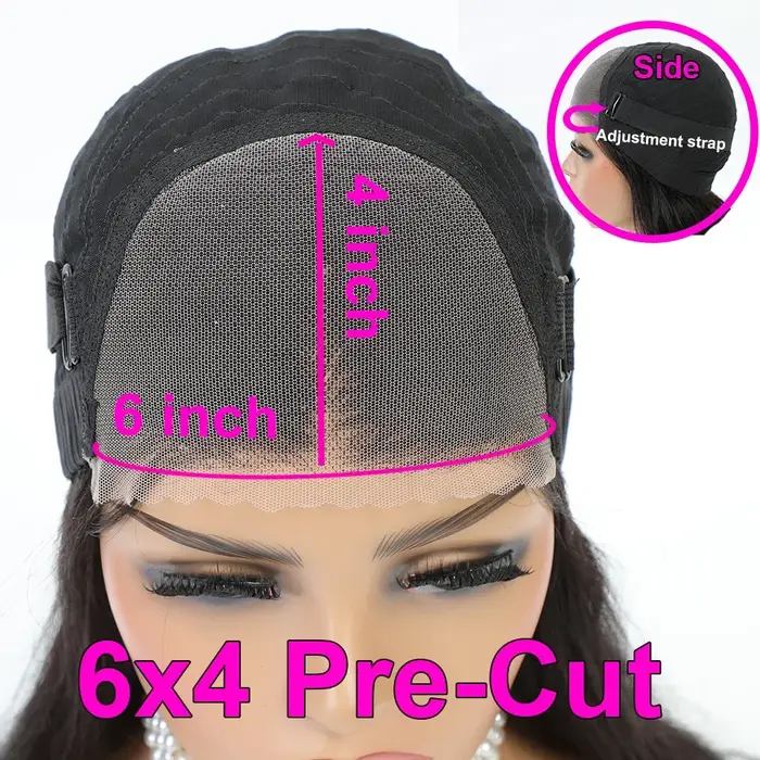Perruque de cheveux humains droite sans colle pour femmes noires, perruque de fermeture en dentelle