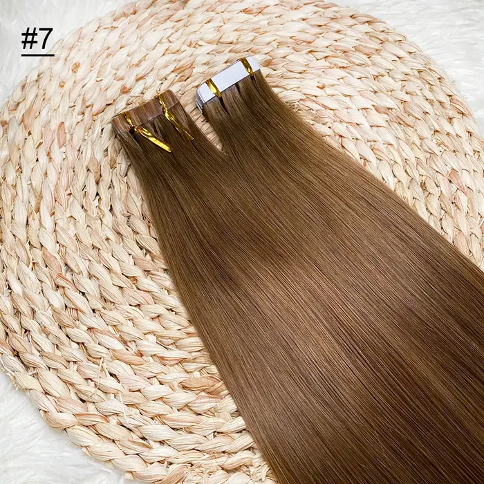 Extensions de cheveux blondes à bandes adhésives invisibles en cheveux humains, trame de peau en PU, 20 pièces, longueur 18-30 pouces, installation facile