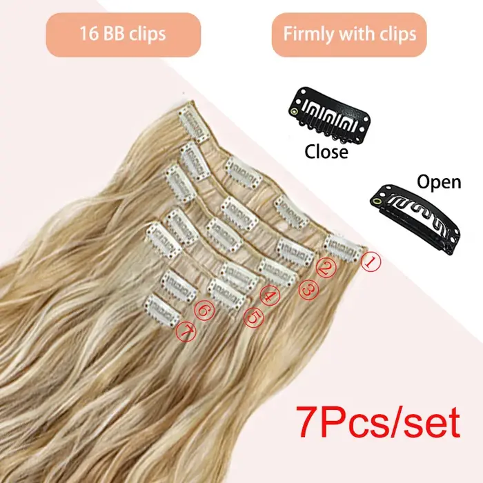 Extensions capillaires synthétiques longues bouclées à Clip