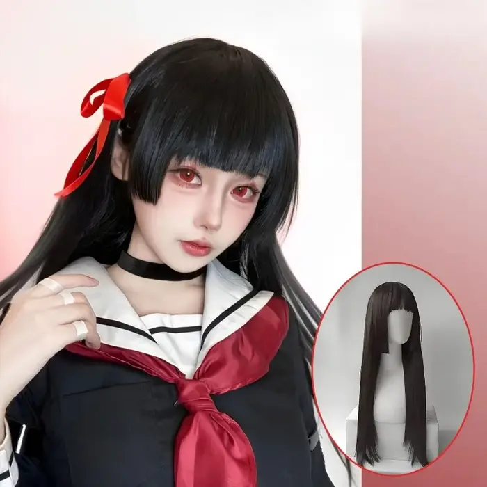 Chisa perruque jeu Wuthering vagues Cosplay jeu de rôle accessoires pour femmes longue noire droite princesse japonaise