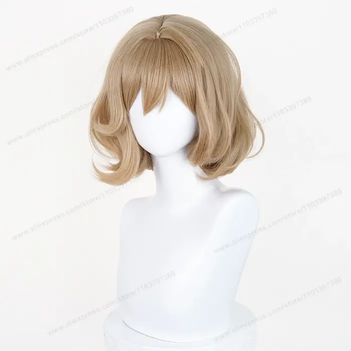Perruque de cosplay NIKKE Anis, courte, marron mélangé, 33 cm ​   Perruques pour femmes, perruque de
