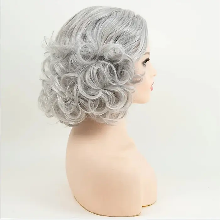HAIRJOY Perruques synthétiques grises pour femmes âgées