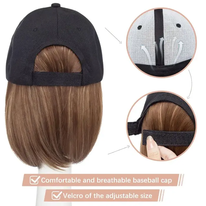 Casquette de Baseball avec Extensions de cheveux pour femmes