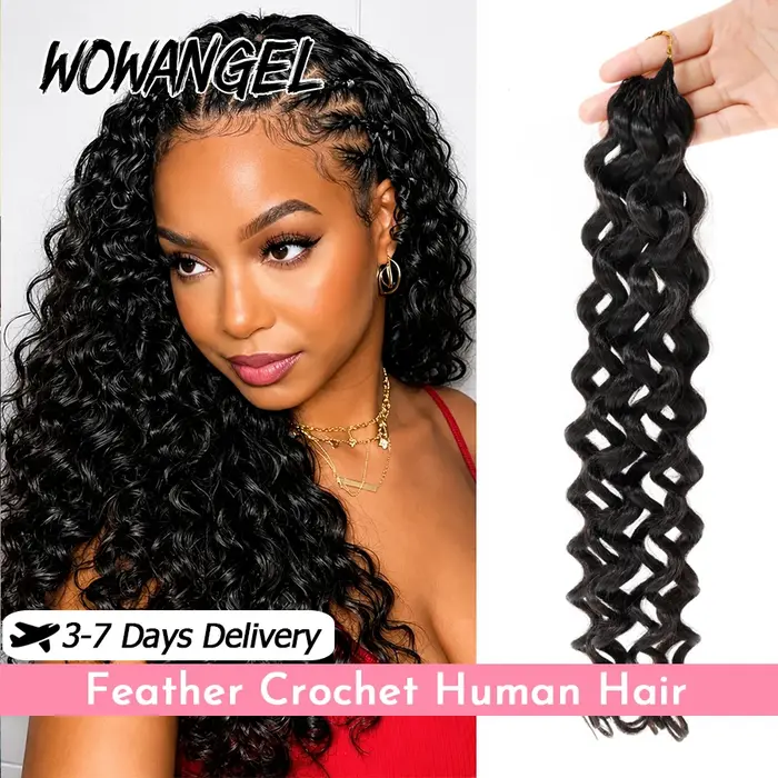 WOWANGEL Extensions de cheveux humains bouclés en vrac pour tresses, pré-séparées, avec nœuds miracl